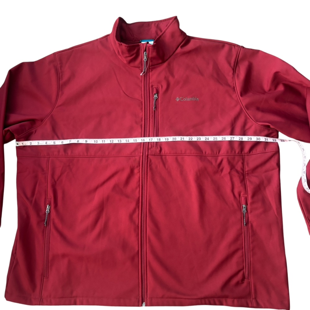 Columbia Men’s Crimson Red Softshell Zip Up Jacket 5XT - Picture 11 of 13
